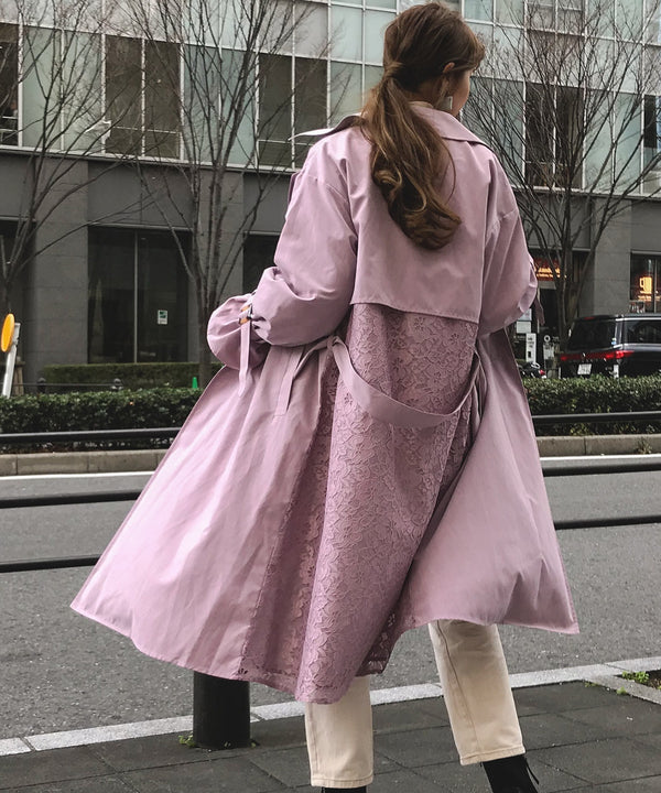 Fashion Letter バックレーストレンチコート ダスティラベンダー