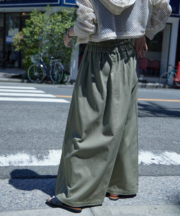 Fashion Letter バックシャーリングベルトAラインスカート カーキ