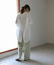 Fashion Letter バックオープンシアーシャツ オフホワイト
