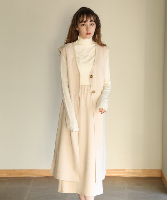 aity カットスエード ZIPナロースカート オフ