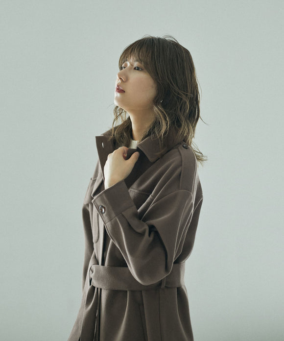Fashion Letter ミドル丈シャツジャケット モカ