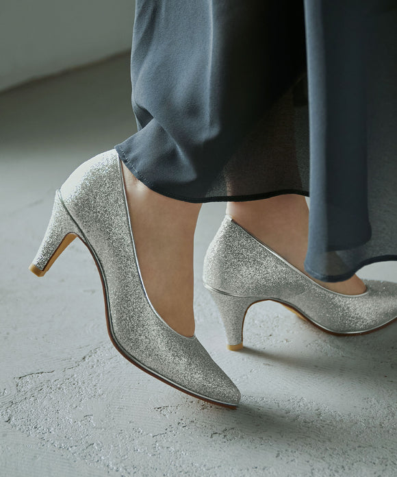 niana 日本製グリッターパンプス シルバー