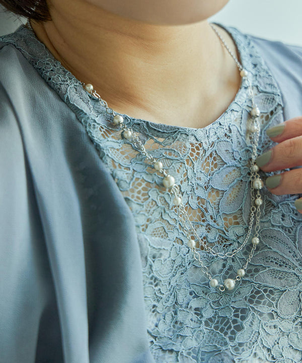 niana パールチェーン２連ネックレス シルバー