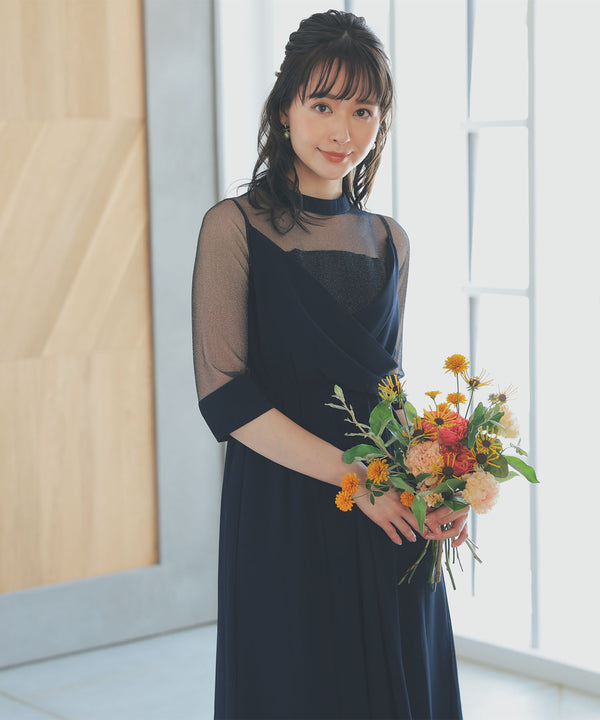 niana ラメチュール使いドレス ネイビー