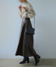 Fashion Letter ぽわん袖リブニットプルオーバー 長袖 ベージュ