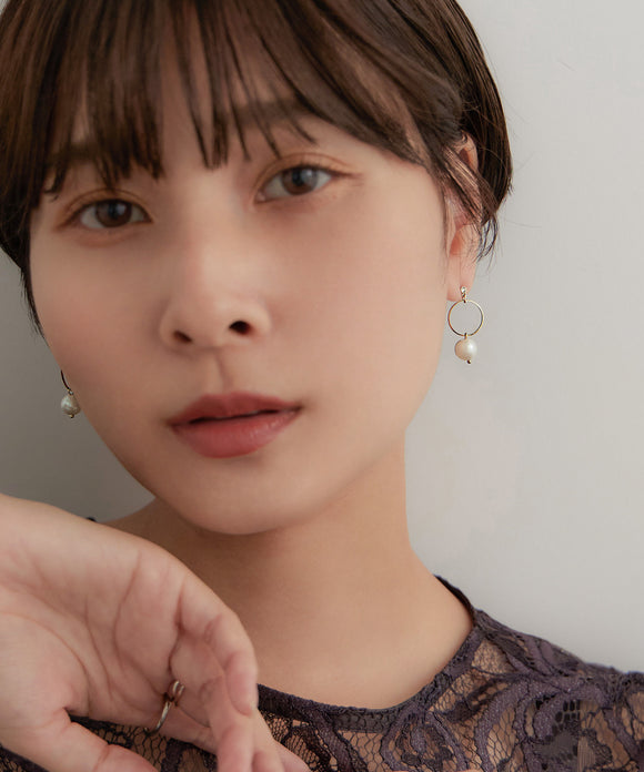 niana リングパールセラミックピアス ゴールド