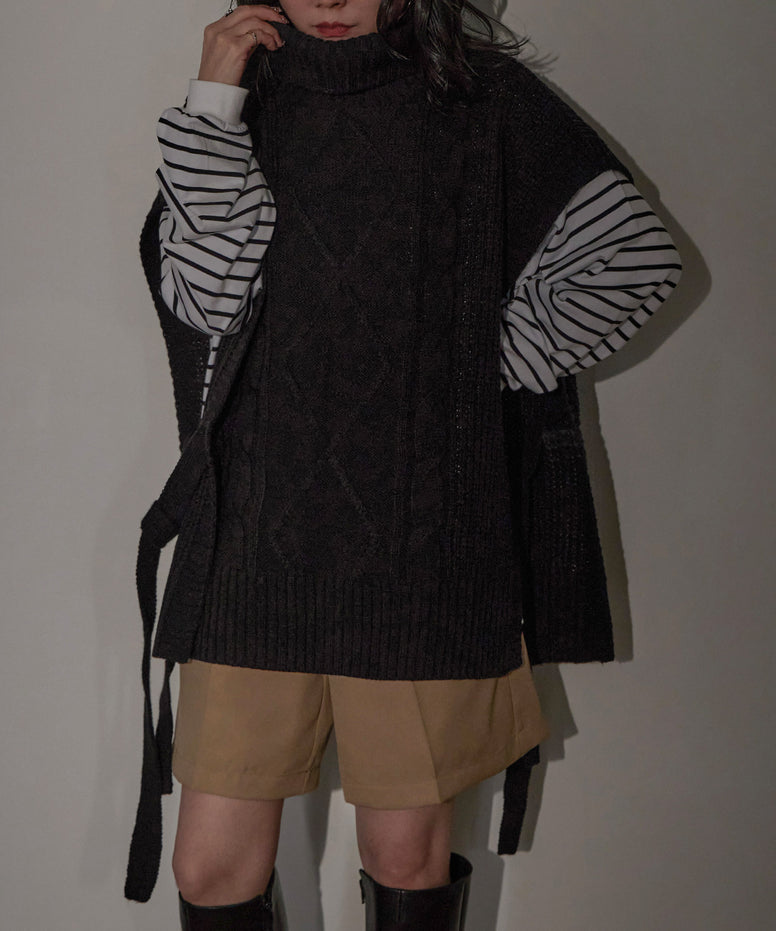 Fashion Letter 5G タートルニットベスト ブラック
