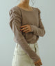 Fashion Letter カットリブパフショルダーカットソー ベージュ