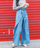 Fashion Letter リネン&デニム ワイドパンツ サックスデニム
