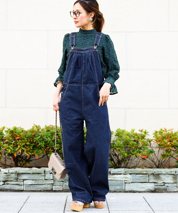 Fashion Letter オーバーオールガウチョ ネイビー