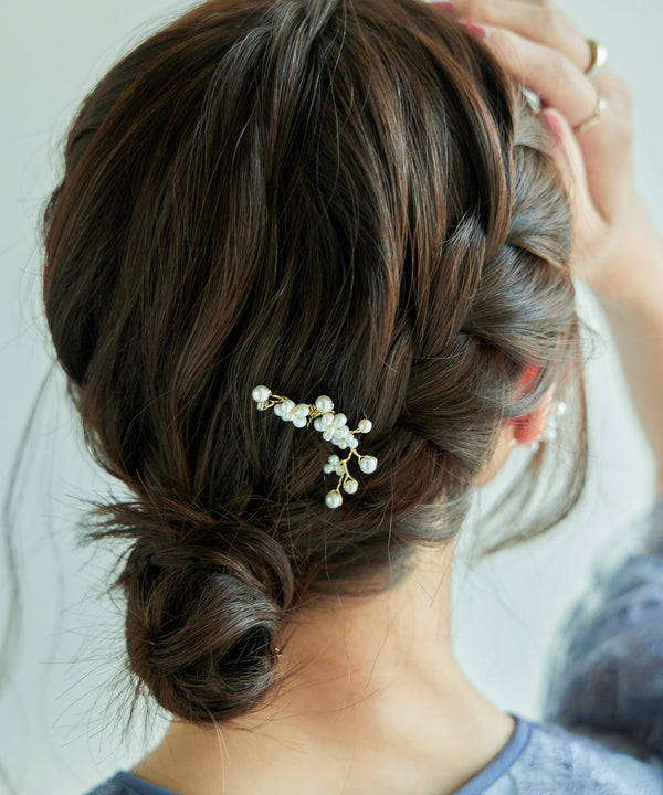 niana フラワーパールヘアアクセ（カーブ） オフホワイト