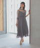 niana ラメチュール使いドレス グレージュ