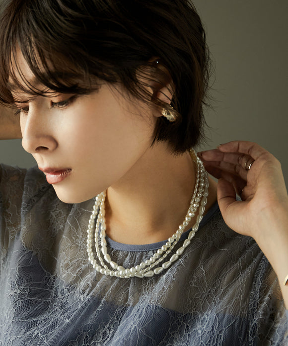 niana 3Way マグネットパールネックレス ベージュ