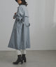 Fashion Letter キャンディ袖BIGトレンチコート ダスティブルー