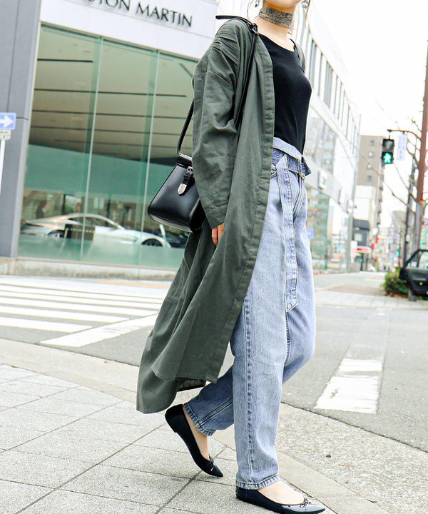 Fashion Letter ギャザーワンピース カーキ