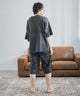 Fashion Letter ダンボールニット　5分袖ハーフパンツ上下セットアップ チャコール