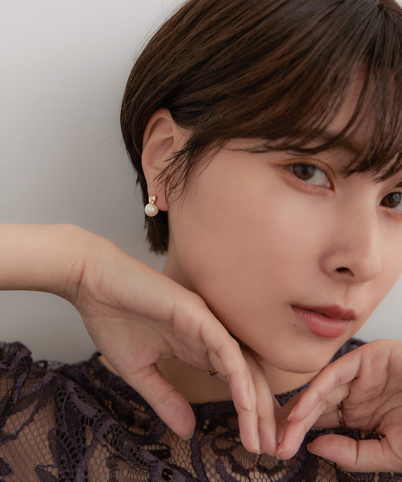 niana ビジューパールセラミックピアス ゴールド