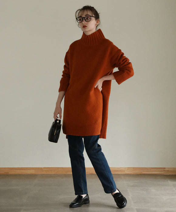 aity ウエストリブデニムサルエルパンツ ワンウォッシュネイビー