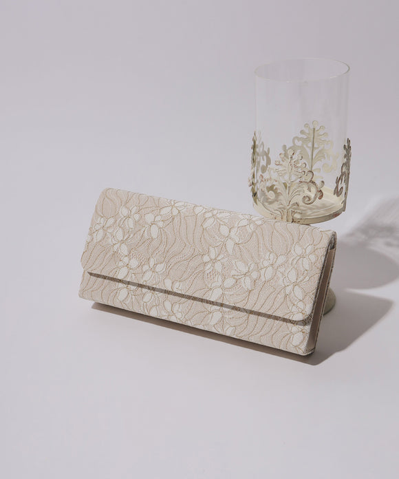 niana フラワーレースクラッチバッグ ベージュ