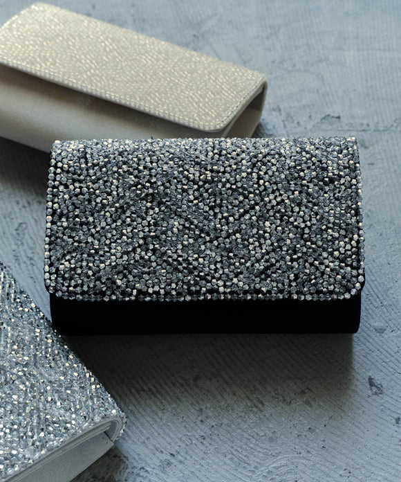 niana クリスタルビジュークラッチバッグ ブラック
