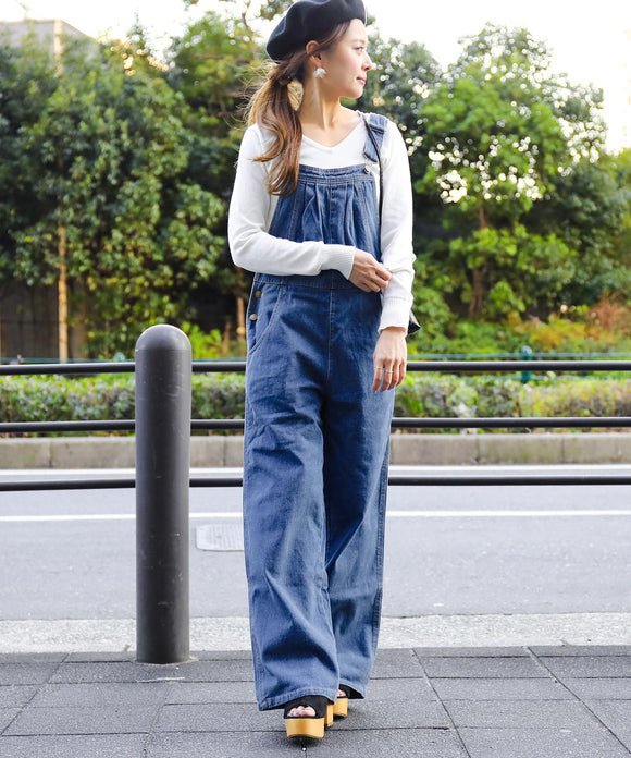 Fashion Letter オーバーオールガウチョ ブルー