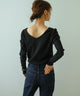 Fashion Letter カットリブパフショルダーカットソー ブラック