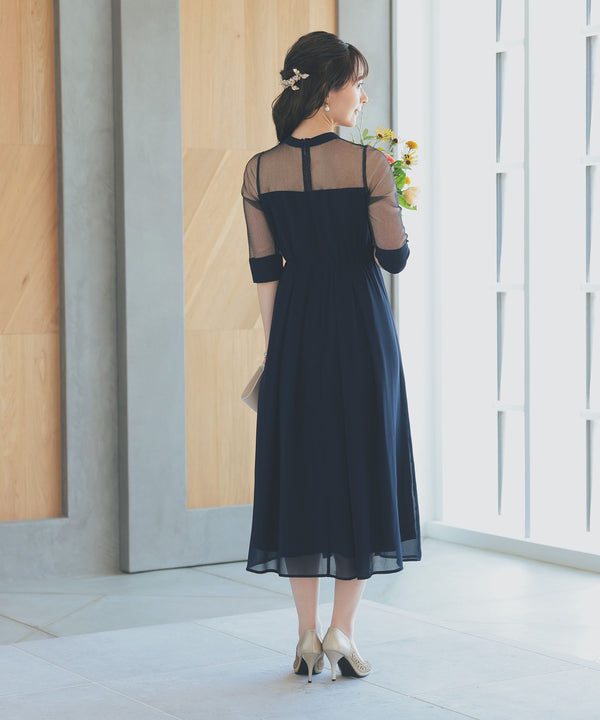 niana ラメチュール使いドレス ネイビー