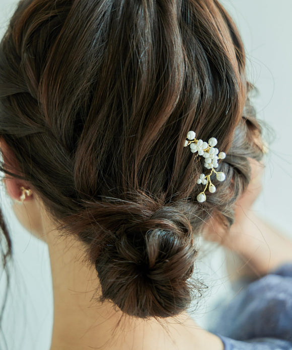 niana フラワーパールヘアアクセ（カーブ） オフホワイト