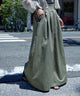 Fashion Letter バックシャーリングベルトAラインスカート カーキ