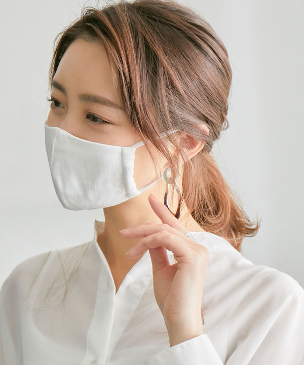 Fashion Letter 接触冷感×抗ウイルス加工 日本製 マスク 2枚セット オフホワイト