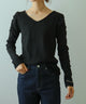Fashion Letter カットリブパフショルダーカットソー ブラック