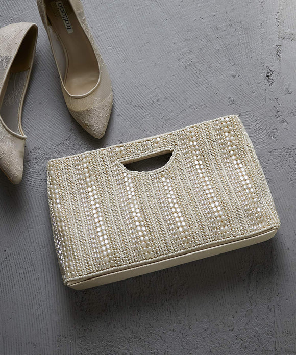 niana マルチパールハンドバッグ ベージュ