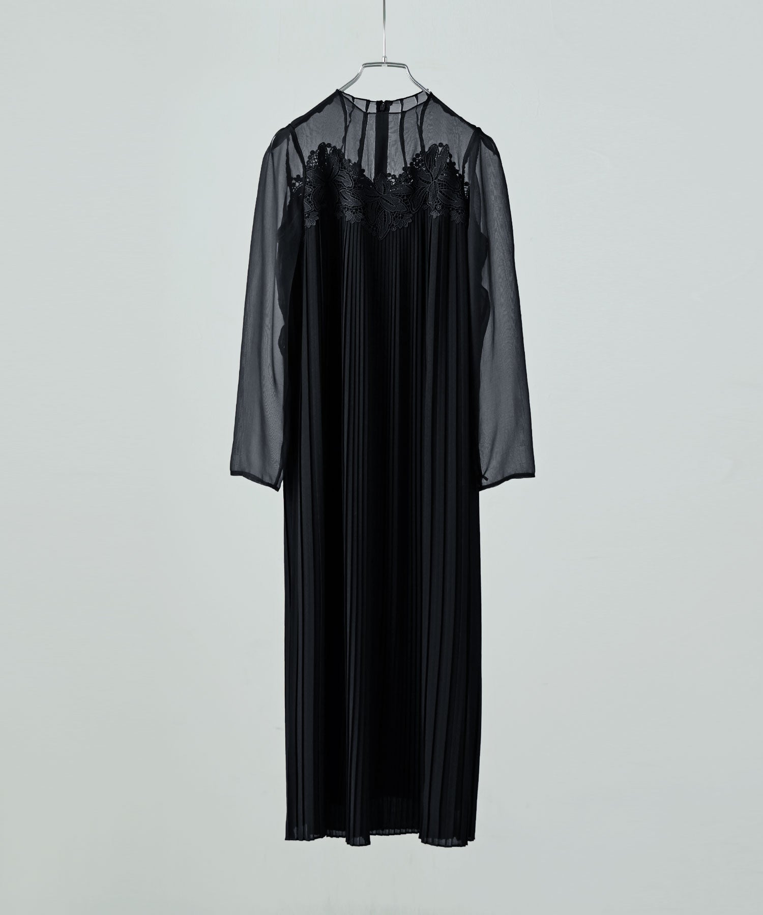 【新品】bflat Lace cutwork pleated dress 黒M♯二次会