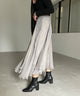 Fashion Letter 光沢シアースカート グレー