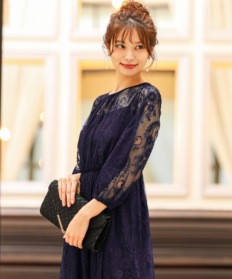 D189 ドレス ワンピース 結婚式や二次会 ニアナ niana 襟ボウタイ 