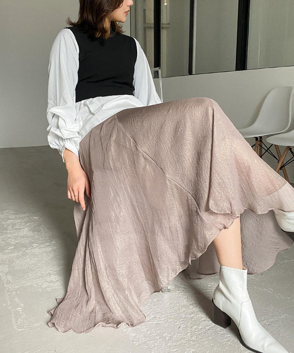 Fashion Letter 光沢シアースカート チョコレートブラウン