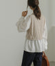 Fashion Letter ニットドッキングブラウス ベージュ
