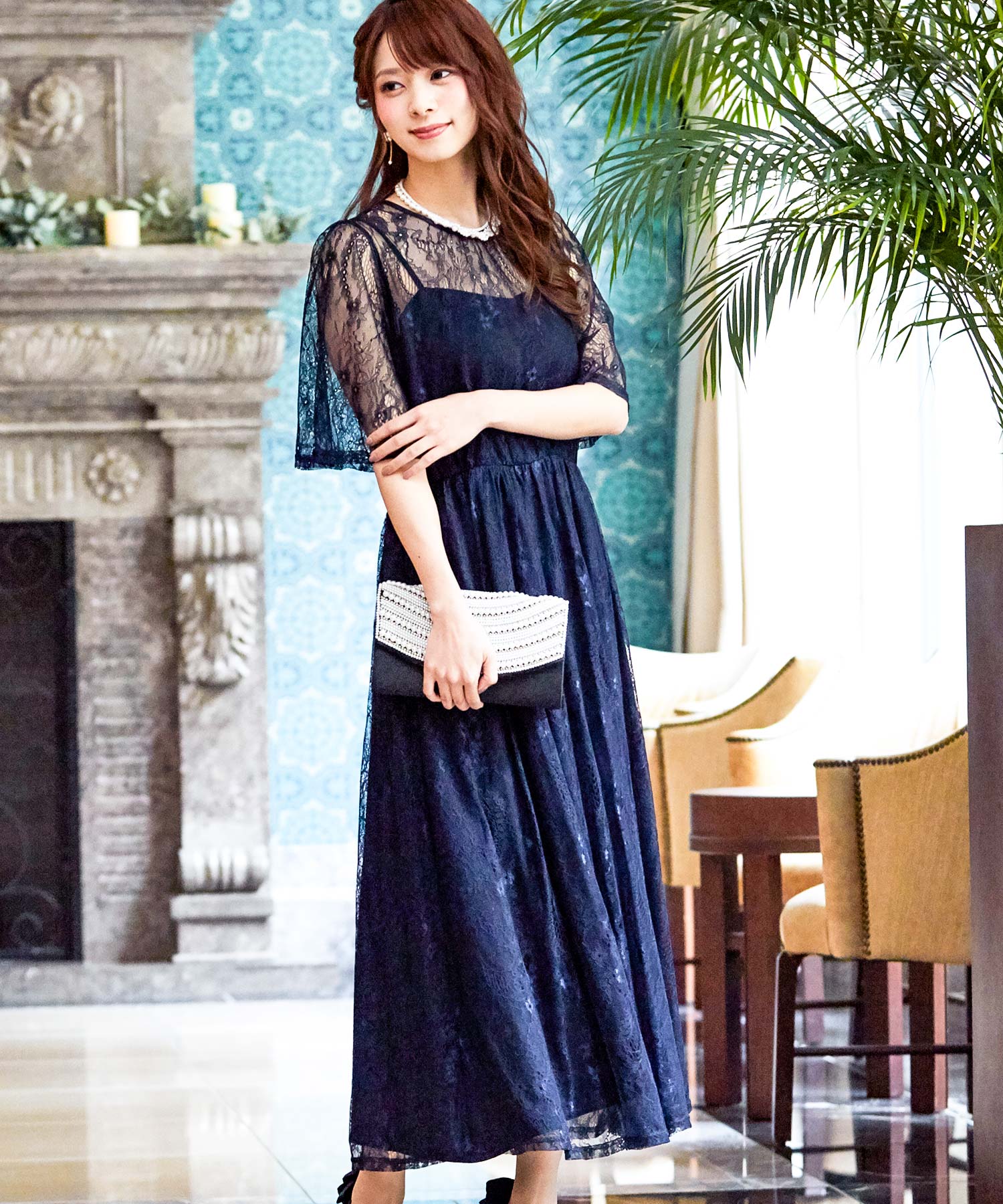 ニアナ niana 総レースロングレーススカート 結婚式ワンピース