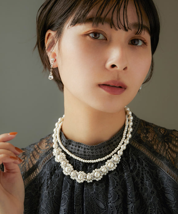 niana サンフラワーパールネックレス ベージュ