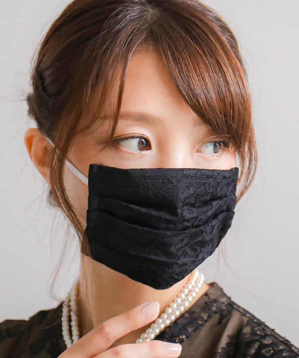 Fashion Letter 日本製 結婚式 レースマスク ブラック