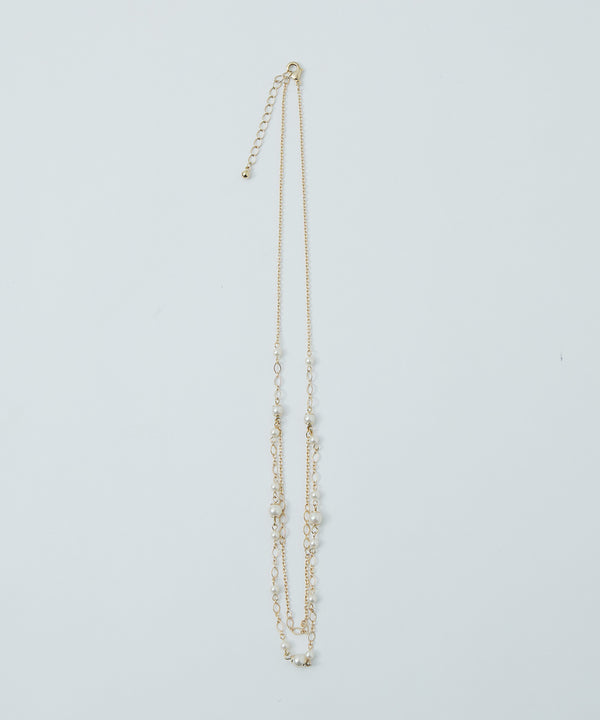 niana パールチェーン２連ネックレス ゴールド
