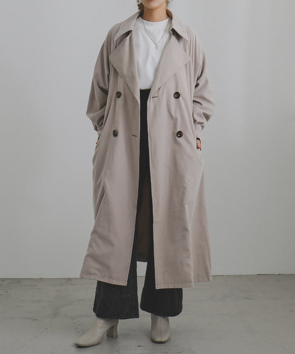 Fashion Letter キャンディ袖BIGトレンチコート グレージュ
