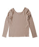 Fashion Letter カットリブパフショルダーカットソー ベージュ