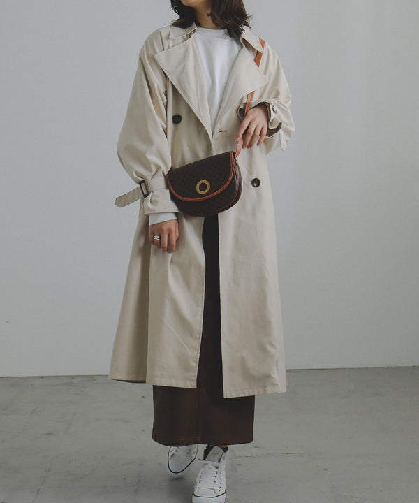 Fashion Letter キャンディ袖BIGトレンチコート サンドベージュ