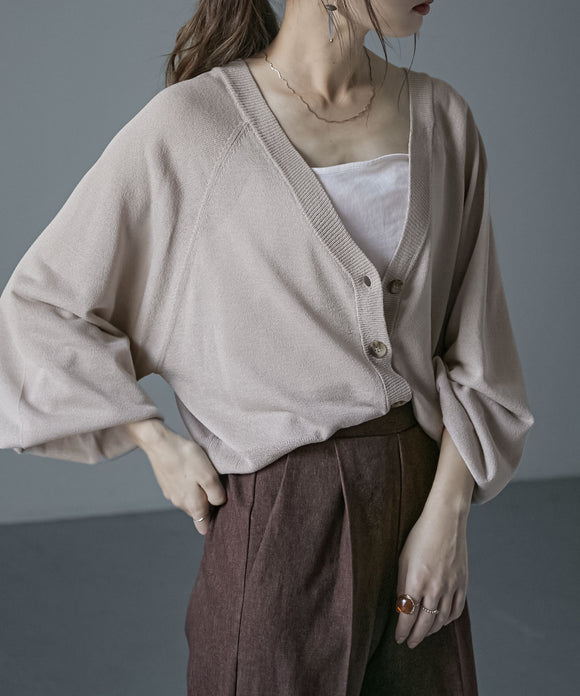 Fashion Letter 2WAYシアーニットカーディガン ベージュ