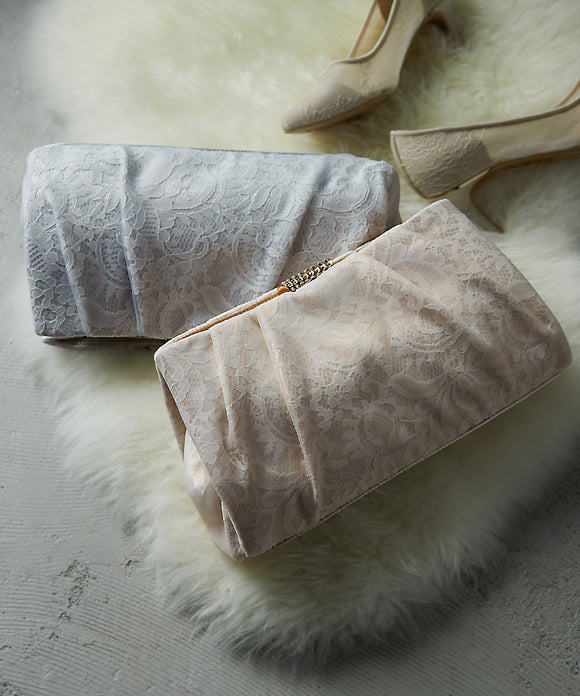 niana レース×オーガンジー パーティバッグ ベージュ