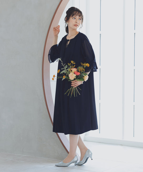 niana 授乳口付マタニティドレス ネイビー