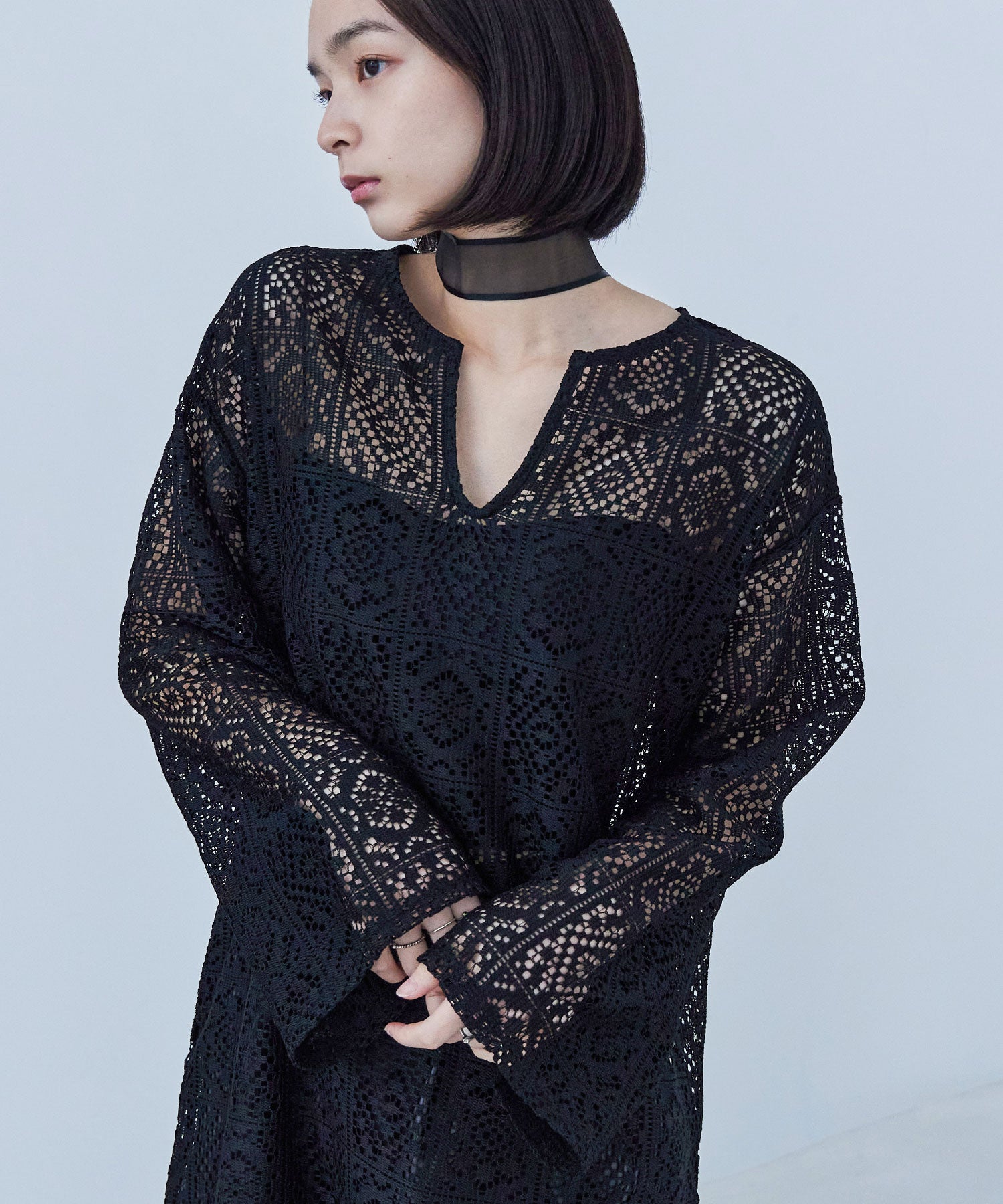 クロシェレース キーネックワンピース｜ワンピース - Fashion Letter