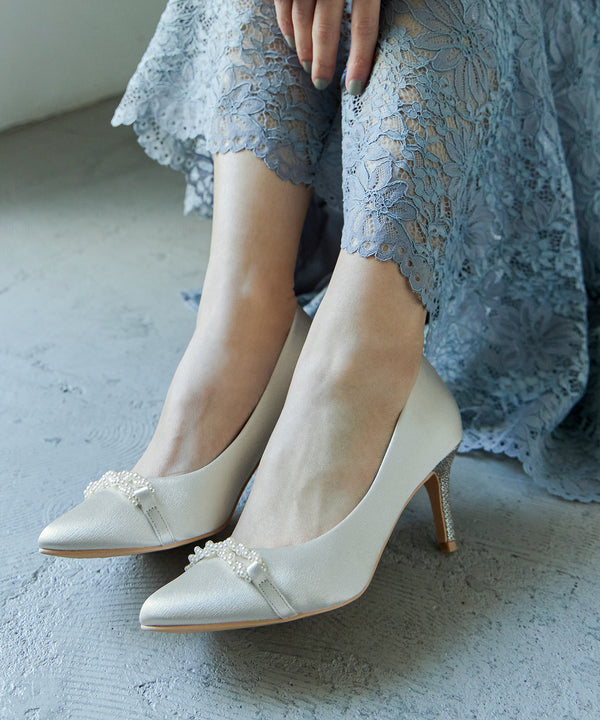 niana クロスパールパンプス ベージュ