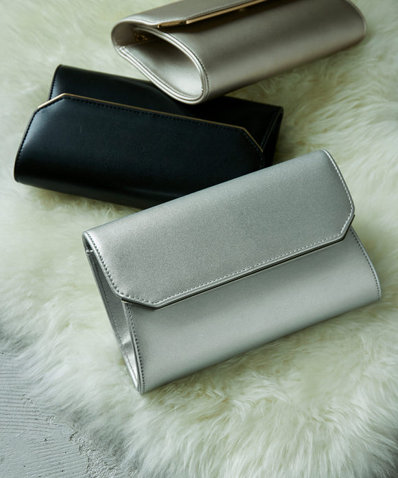 niana 3way 微光沢フェイクレザークラッチパーティーバック シルバー